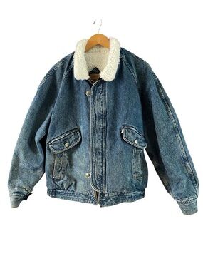 Vintage Levi’s Sherpa Lined Women's Denim Zip Bomber Jacket X-Large